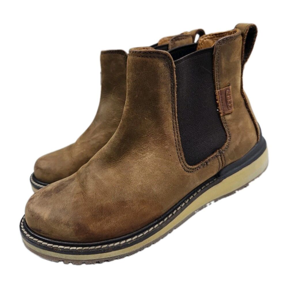 KEEN Bailey Chelsea Boots Womens 6 Distressed Leather Elastic Gore Sides Pull-On